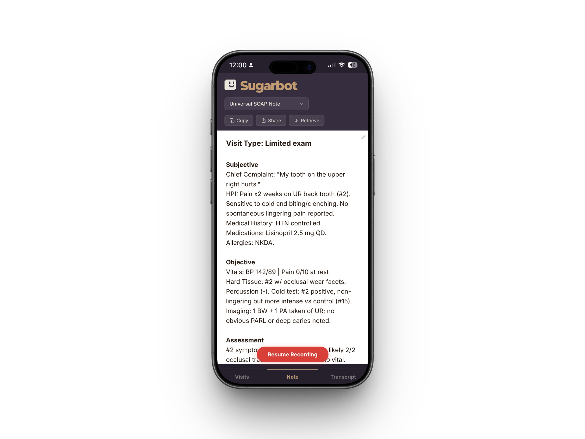 Sugarbot Notes on mobile